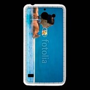 Coque Huawei Y550 Femme sirotant un cocktail face à la mer