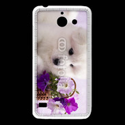 Coque Huawei Y550 Chiot blanc et fleur violette