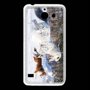 Coque Huawei Y550 Cheval et chien dans la neige