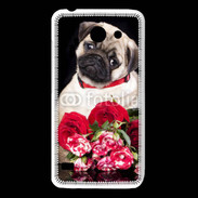 Coque Huawei Y550 Chiot et fleurs rouges