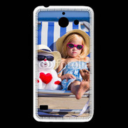 Coque Huawei Y550 Petite fille avec bonhomme de neige a la plage