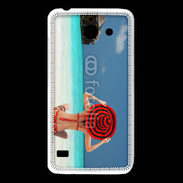 Coque Huawei Y550 Femme assise sur la plage