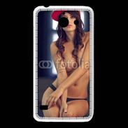 Coque Huawei Y550 Charmante brune avec casquette rouge