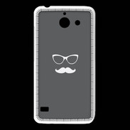 Coque Huawei Y550 moustache gris & blanc