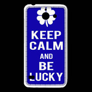 Coque Huawei Y550 Keep Calm Be lucky Bleu
