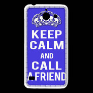 Coque Huawei Y550 Keep Calm Call friend Bleu
