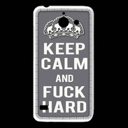 Coque Huawei Y550 Keep calm Fuck hard Gris