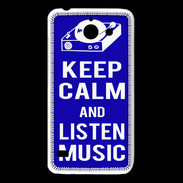 Coque Huawei Y550 Keep Calm Listen music Bleu