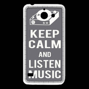 Coque Huawei Y550 Keep Calm Listen music Gris
