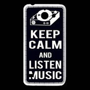 Coque Huawei Y550 Keep Calm Listen music Noir