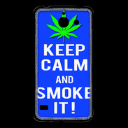 Coque Huawei Y550 Keep Calm Smoke it Bleu