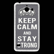 Coque Huawei Y550 Keep Calm Stay strong Gris