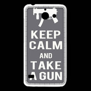 Coque Huawei Y550 Keep Calm Take a gun Gris