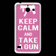 Coque Huawei Y550 Keep Calm Take a gun Rose