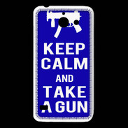 Coque Huawei Y550 Keep Calm Take a gun Bleu