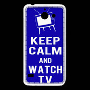 Coque Huawei Y550 Keep Calm Watch TV Bleu