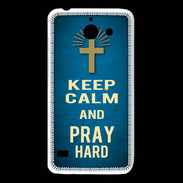 Coque Huawei Y550 Keep Calm and Pray Christian Bleu