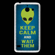 Coque Huawei Y550 Keep Calm and Wait Alien Bleu