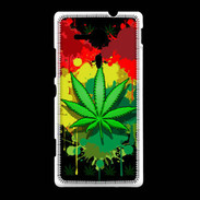 Coque Sony Xpéria SP Feuille de cannabis et cœur Rasta