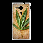 Coque Sony Xpéria SP Feuille de cannabis sur toile beige