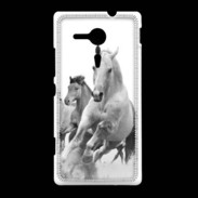 Coque Sony Xpéria SP Chevaux en noir et blanc