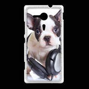 Coque Sony Xpéria SP Bulldog français avec casque de musique
