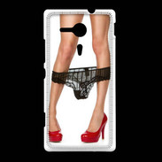 Coque Sony Xpéria SP Escarpins rouges vernis lingerie dentelle noire sexy