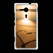 Coque Sony Xpéria SP Coeur sur la plage avec couché de soleil