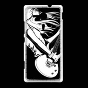 Coque Sony Xpéria SP Musicienne guitare électrique en noir et blanc