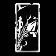 Coque Sony Xpéria SP Saxophoniste en noir et blanc