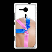 Coque Sony Xpéria SP Femme enceinte avec ruban bleu et rose