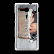 Coque Sony Xpéria SP Bébé dormant avec chapeau tête de chat