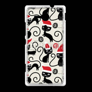 Coque Sony Xpéria SP Fond chat noir Noël