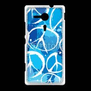 Coque Sony Xpéria SP Peace and love Bleu