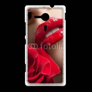 Coque Sony Xpéria SP Bouche et rose glamour
