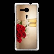Coque Sony Xpéria SP Coupe de champagne, roses rouges