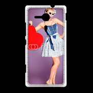 Coque Sony Xpéria SP femme glamour coeur style betty boop