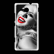 Coque Sony Xpéria SP Rouge à lèvres Fashion en noir et blanc