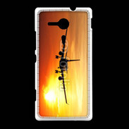 Coque Sony Xpéria SP Avion de ligne et couché de soleil