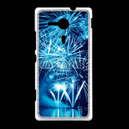 Coque Sony Xpéria SP Feu d'artifice en noir et bleu