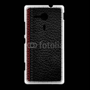 Coque Sony Xpéria SP Effet cuir noir et rouge