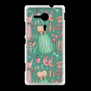 Coque Sony Xpéria SP Fond fashion rose et vert