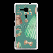 Coque Sony Xpéria SP Fond fashion vert et marron 2