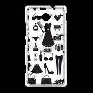 Coque Sony Xpéria SP Fond fashion noir et blanc 2