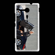 Coque Sony Xpéria SP Femme blonde sexy voiture noire 3
