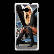 Coque Sony Xpéria SP Femme blonde sexy voiture noire 5