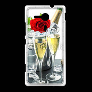 Coque Sony Xpéria SP Champagne et rose rouge