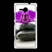 Coque Sony Xpéria SP Orchidée violette sur galet noir