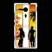 Coque Sony Xpéria SP Surfer et fille sur la plage