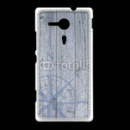 Coque Sony Xpéria SP Rose des vents sur fond bois 500